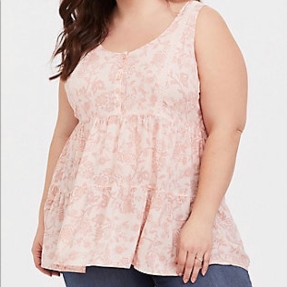torrid Tops - Torrid Blush Challis Babydoll Tank